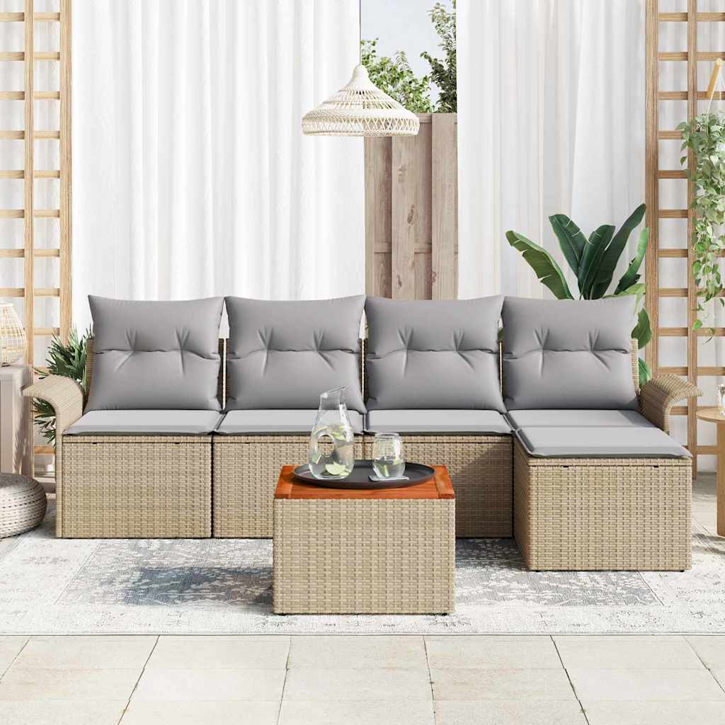 Garten-Sofa-Set mit Kissen 6 pcs Beige und Hellgrau